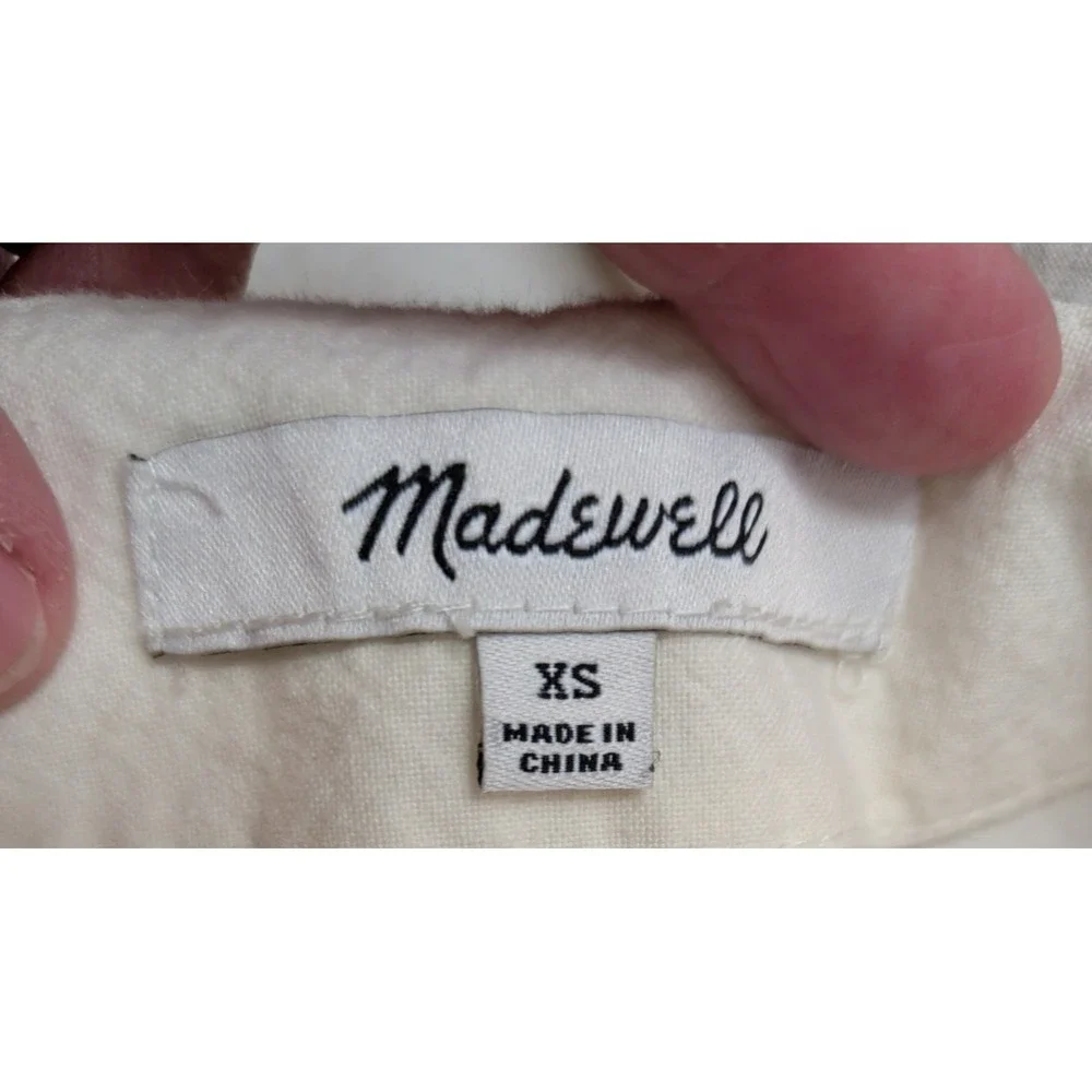 MADEWELL Embroidered Puff Sleeve White Blouse